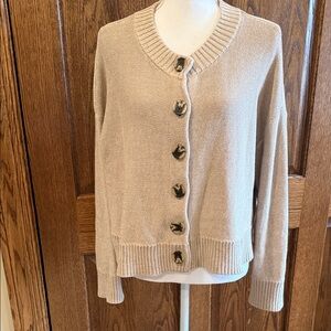 Quince Beige 100% Cotton Cropped Cardigan Medium NWOT